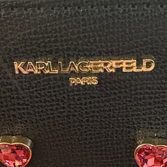 Karl Lagerfeld Black Bag with Pink Heart Details - Picture 2 of 9